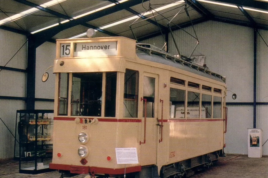 Postkarte: Hannover Triebwagen 181 im Hannoversches Straßenbahn-Museum (1993)