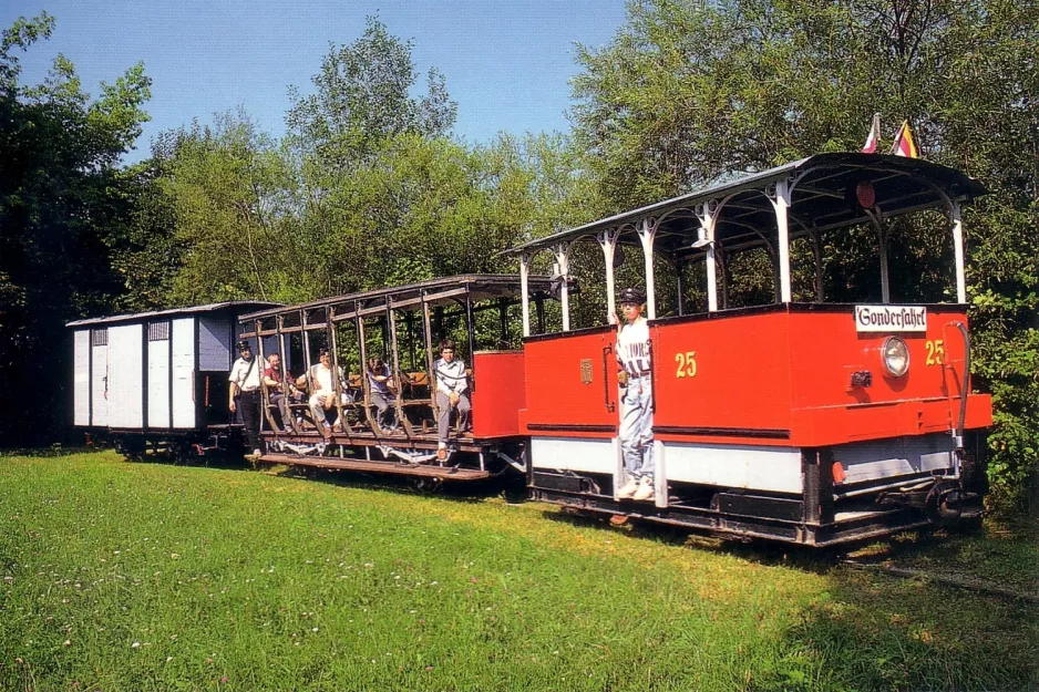 Postkarte: Klagenfurt Lendcanaltramway mit Triebwagen 25 auf Nostalgiebahnen in Kärnten (1980)