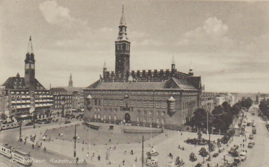 Postkarte: Kopenhagen am Rathausplatz (1947)