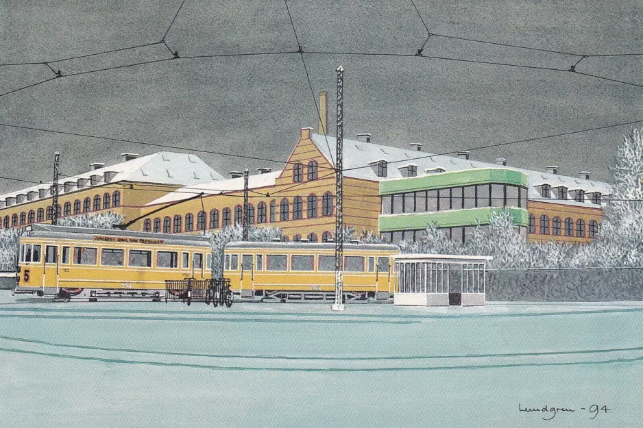 Postkarte: Kopenhagen Straßenbahnlinie 5 am Sundby Hospital (1942-1943)