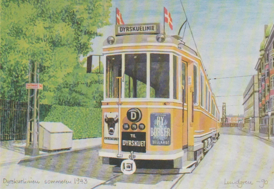 Postkarte: Kopenhagen Tiershow Linie Buh am Hauptbahnhof (1943)