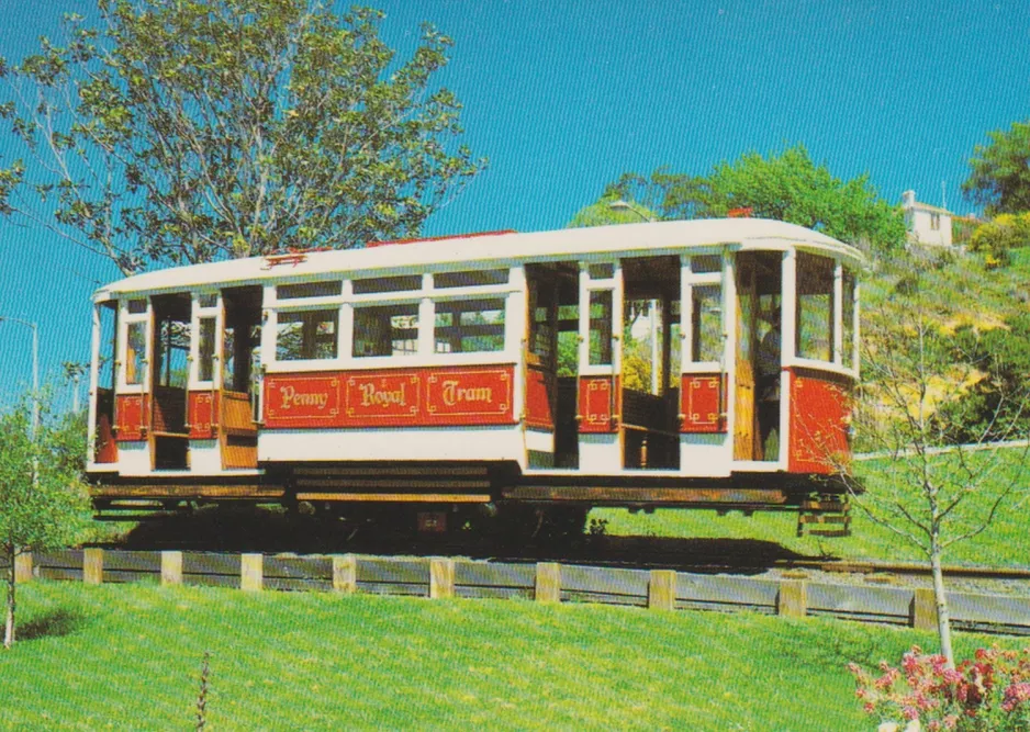 Postkarte: Launceston Triebwagen 16 auf dem Eingangsplatz Gunpowder mills (1995)