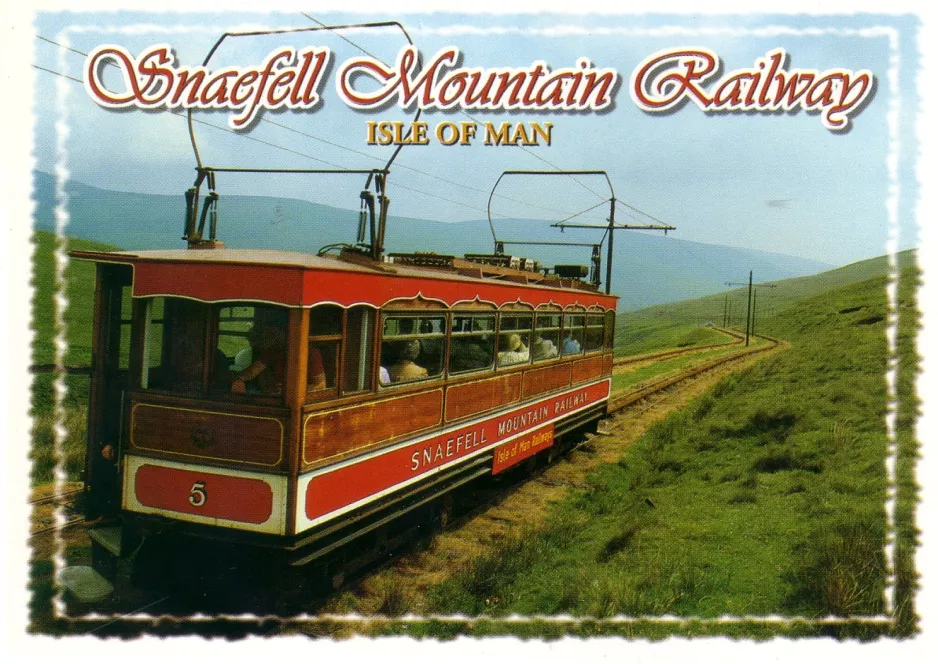 Postkarte: Laxey, Isle of Man Snaefell Mountain Railway mit Triebwagen 5 auf Snaefell Mountain (1980)