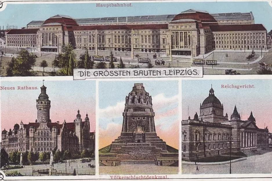 Postkarte: Leipzig vor Hauptbahnhof (1900)