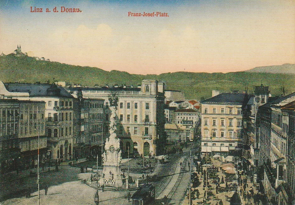 Postkarte: Linz auf Hauptplatz (1900)