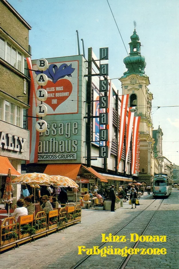 Postkarte: Linz Straßenbahnlinie 1  auf Landsstraße (1980)