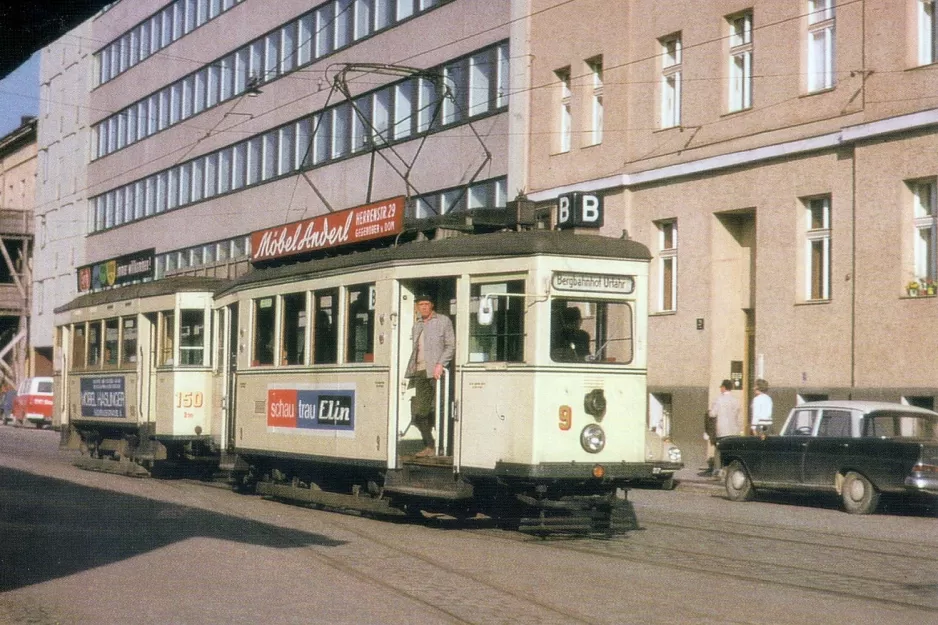 Postkarte: Linz Straßenbahnlinie 3 mit Triebwagen 9 am Landgutstr.  Linz-Urfahr (Bergbahnhof Urfahr) (1970)