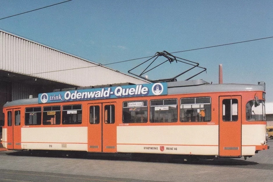 Postkarte: Mainz Triebwagen 210 am Kreyßigstr. (1988)