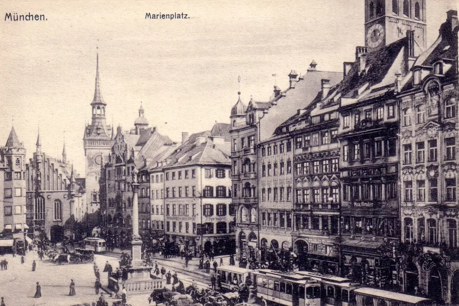 Postkarte: München auf Marienplatz (1897)