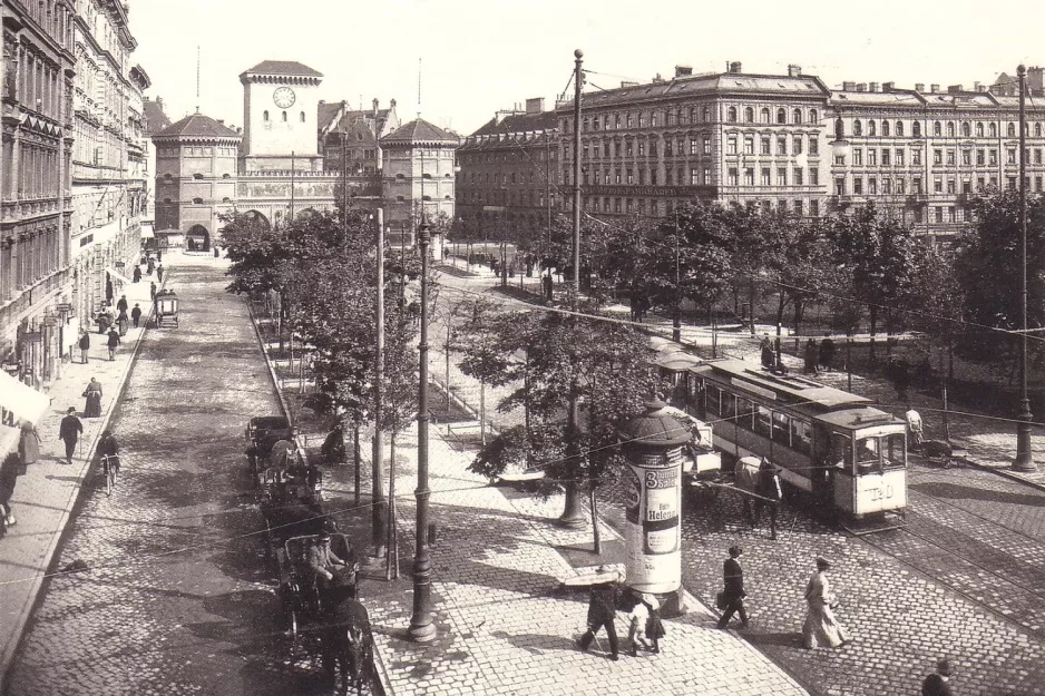 Postkarte: München Triebwagen 120 auf Isartorplatz (1910)