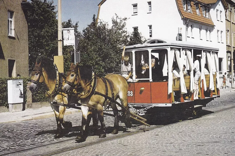 Postkarte: Naumburg (Saale) Touristenbahn 4 mit Pferdebahnwagen 133 auf Poststr. (1994)