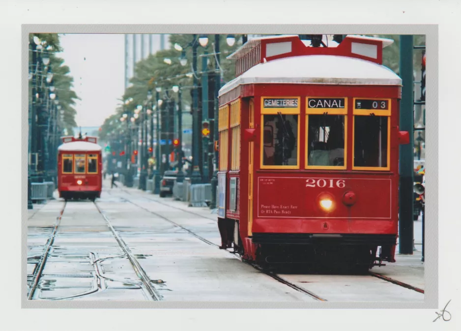 Postkarte: New Orleans Linie 47 Canal Streetcar mit Triebwagen 2016nah Canal / Decatur (2010)