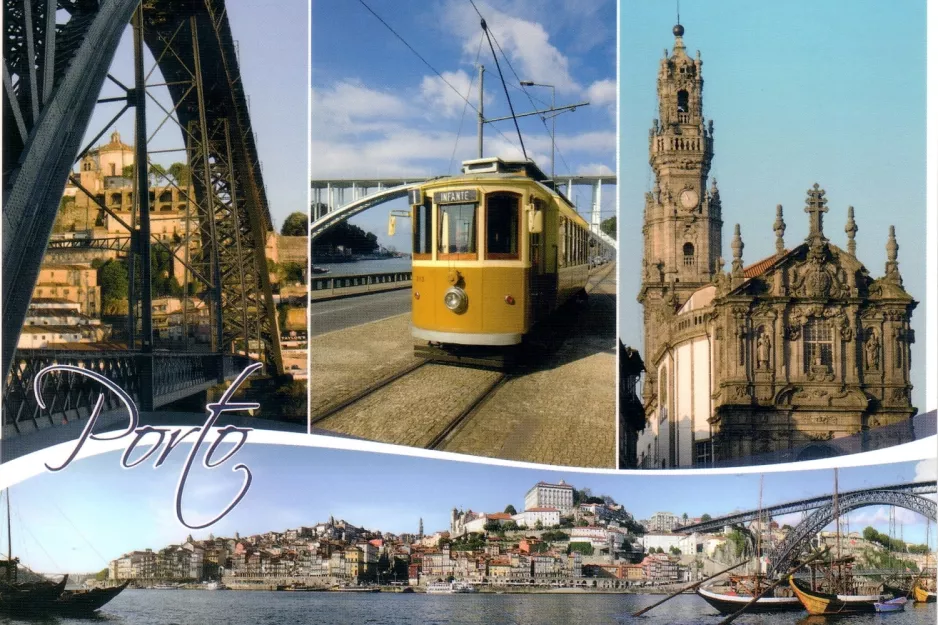 Postkarte: Porto Straßenbahnlinie 1 mit Triebwagen 213 auf Porto. R. do Ouro (2007)