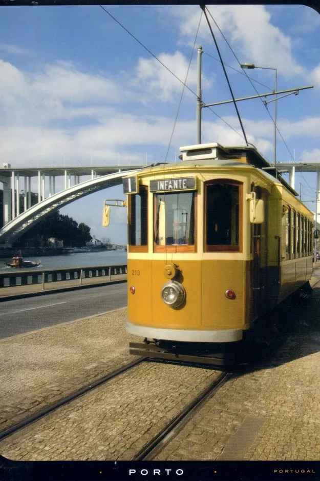 Postkarte: Porto Straßenbahnlinie 1 mit Triebwagen 213 auf R. do Ouro (2007)
