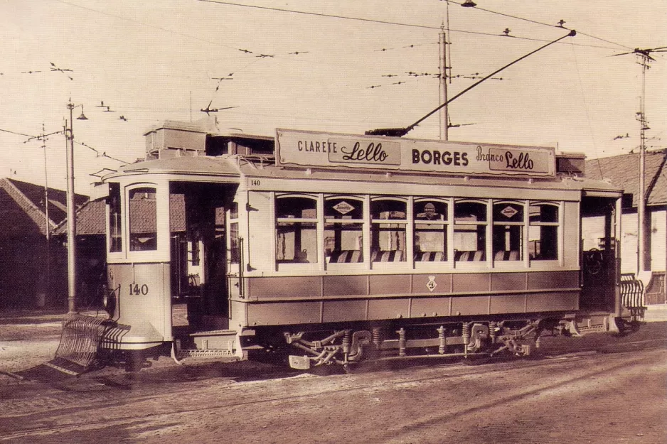 Postkarte: Porto Triebwagen 140 vor dem Depot Boavista (1960)