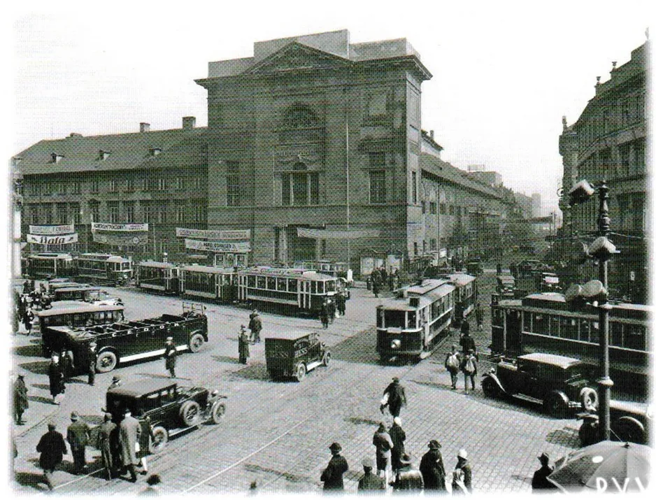 Postkarte: Prag auf Náměstí Republiky (1938)