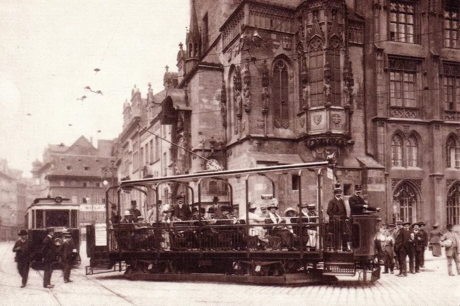 Postkarte: Prag Zusätzliche Linie 4 auf Staroměstské náměstí  (1913)