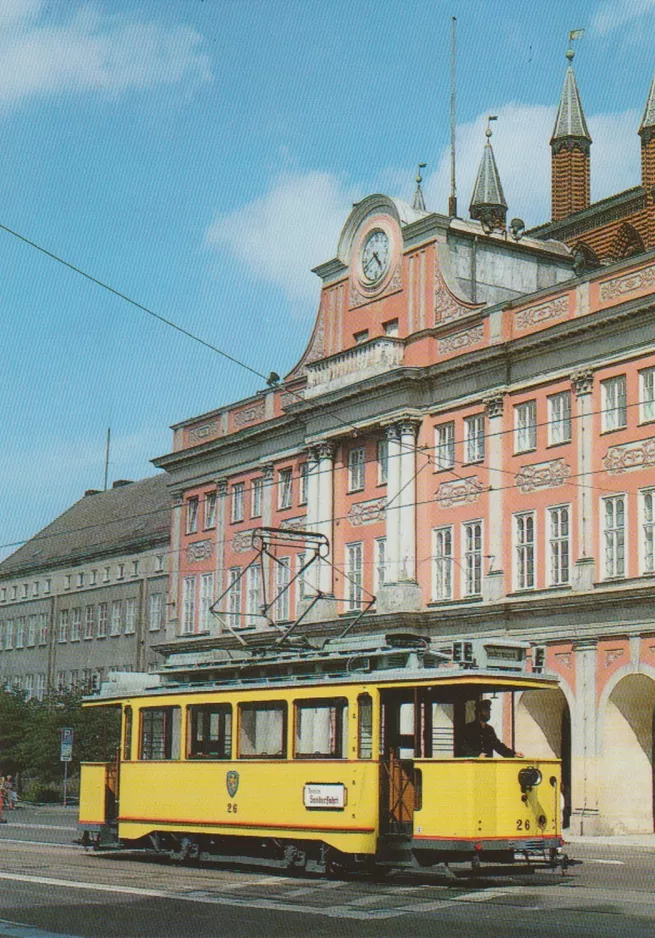 Postkarte: Rostock Triebwagen 26 vor Rathaus (2015)