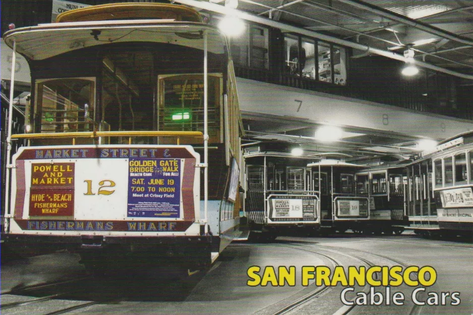 Postkarte: San Francisco Kabelstraßenbahn 12 innen Washington & Mason (2012)