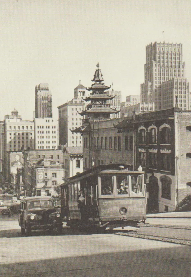 Postkarte: San Francisco Kabelstraßenbahn California nah California & Battery (1930)