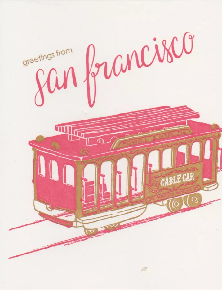 Postkarte: San Francisco Kabelstraßenbahn Powell-Hyde  greetings from san francisco (2023)