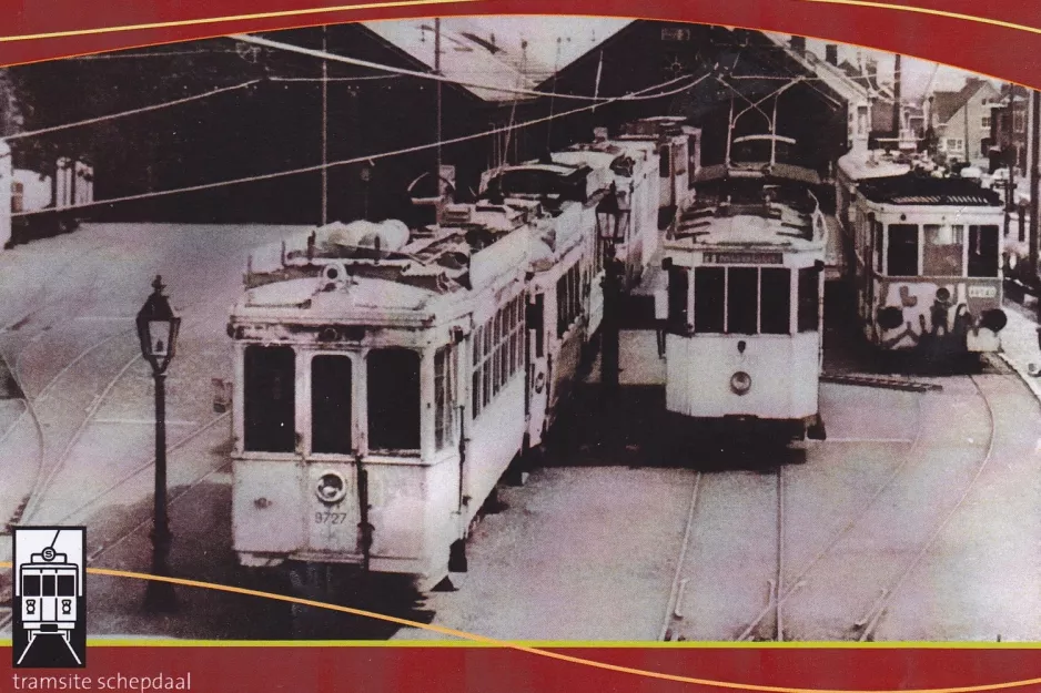 Postkarte: Schepdaal Triebwagen 9727 vor Straßenbahndepot (1961)