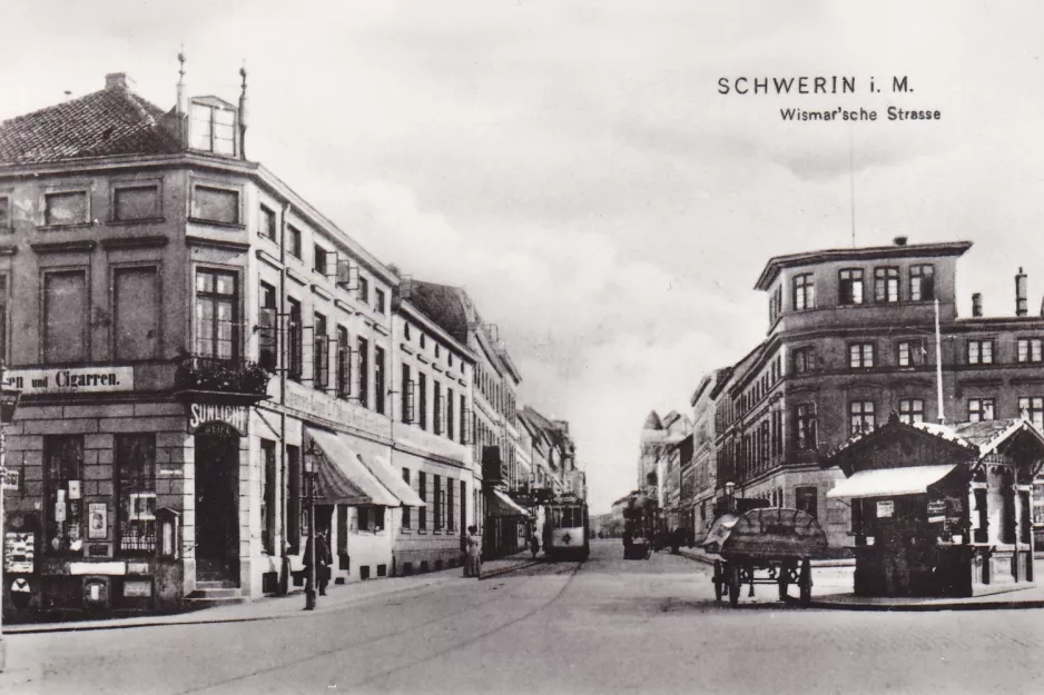 Postkarte: Schwerinnah Marienplatz (1908)