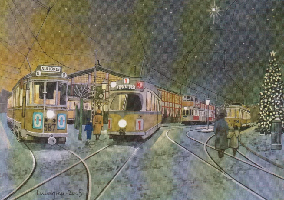 Postkarte: Skjoldenæsholm Triebwagen 587 vor Valby Gamle Remise (2005)