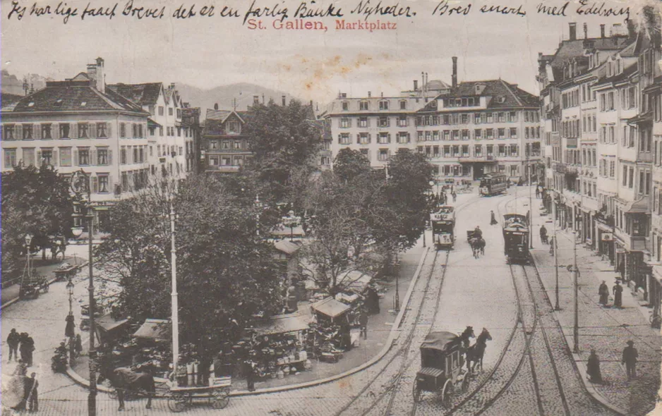 Postkarte: St. Gallen auf Marktplatz (1900)