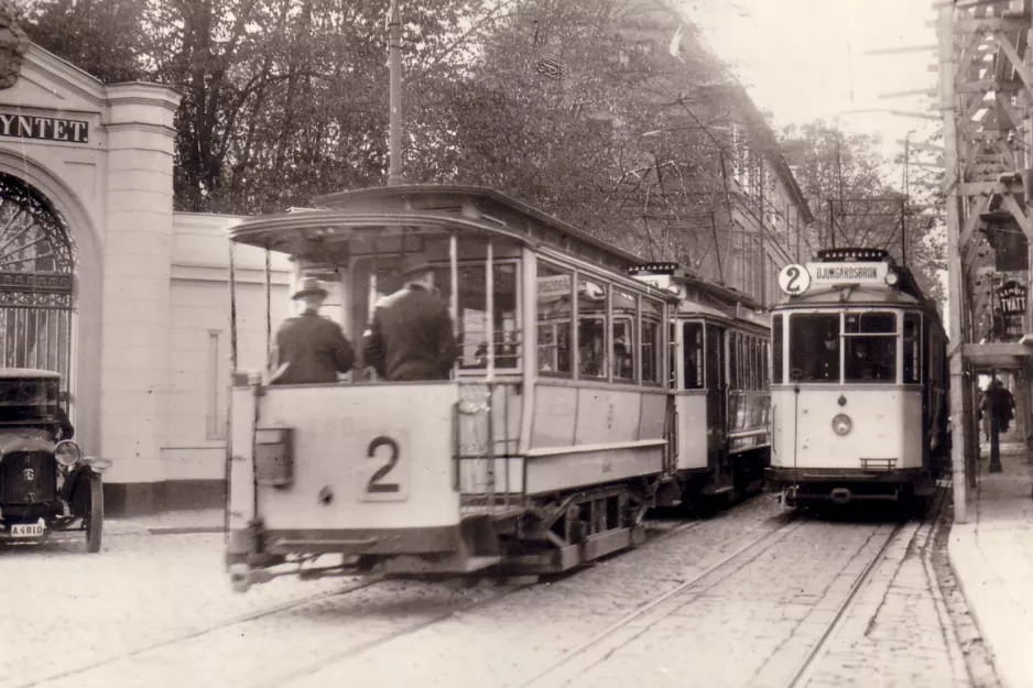 Postkarte: Stockholm Straßenbahnlinie 2 auf Hantverkargatan (1920-1929)