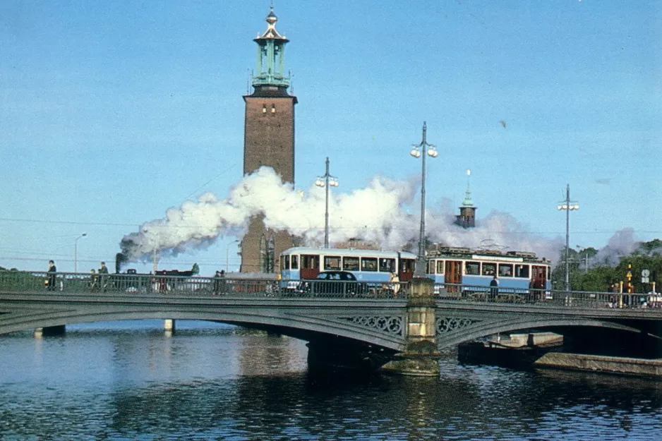 Postkarte: Stockholm Triebwagen 143 auf Vasabron (1989)