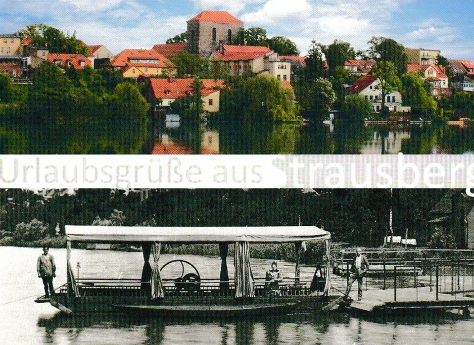 Postkarte: Strausberg Wasserlinie 39 mit Wasserstraßenbahn am Stadtseite (2014)