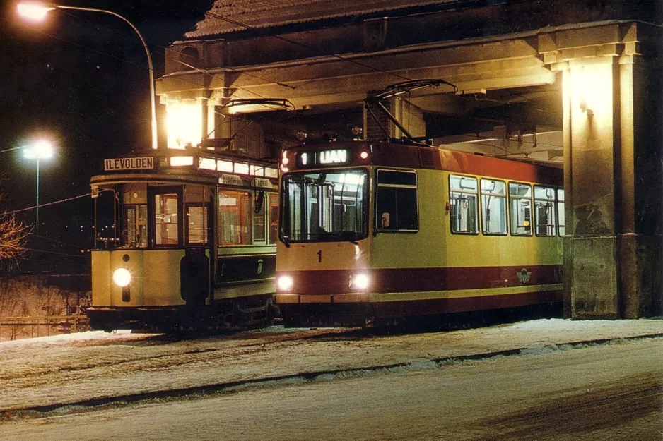 Postkarte: Trondheim Museumswagen 1 vor Voldsminde (1987)