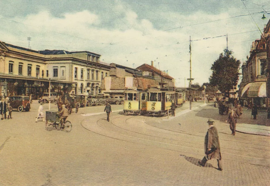 Postkarte: Utrecht Triebwagen 13 auf Stationsplein (1889-1891)