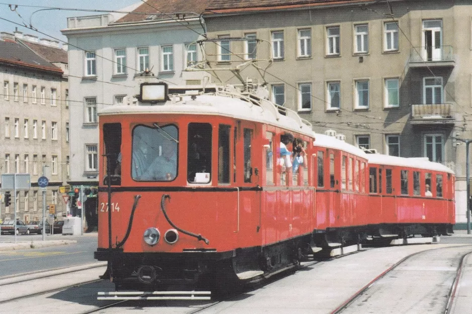 Postkarte: Wien Oldtimer Tramway mit Triebwagen 2714 auf Philadelhiabrücke (1994)