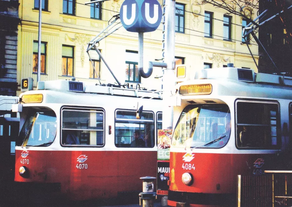 Postkarte: Wien Straßenbahnlinie 6 mit Gelenkwagen 4070 am Schlachthausgasse (2005)