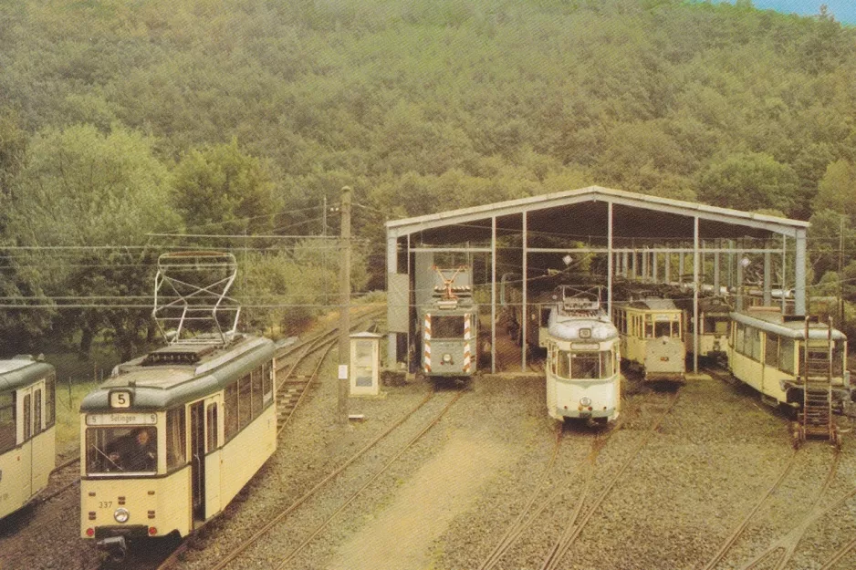 Postkarte: Wuppertal BMB mit Triebwagen 337 vor Kohlfurther Brücke (1993)