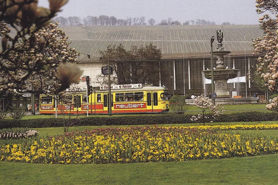 Postkarte: Würzburg Straßenbahnlinie 5 mit Gelenkwagen 248 am Hauptbahnhof (1986)
