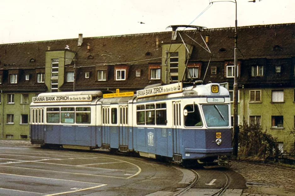 Postkarte: Zürich Gelenkwagen 1801 am Depot Irchel (1975)