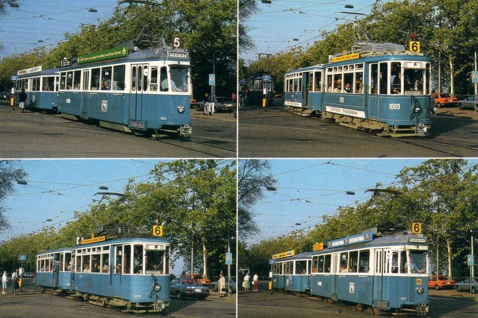 Postkarte: Zürich Straßenbahnlinie 5 mit Triebwagen 1415 am Zoo (1984)