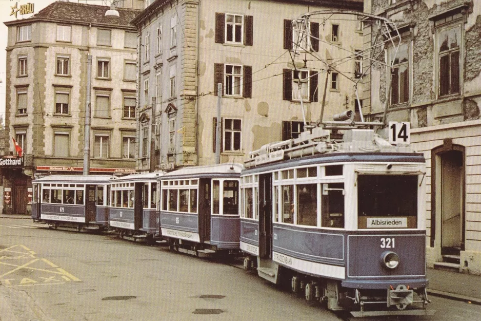 Postkarte: Zürich Triebwagen 321 auf Lavaterstrasse (1981)