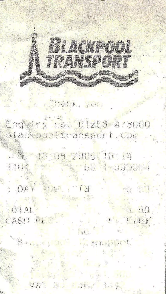 Rechnung für Blackpool Transport (2006)
