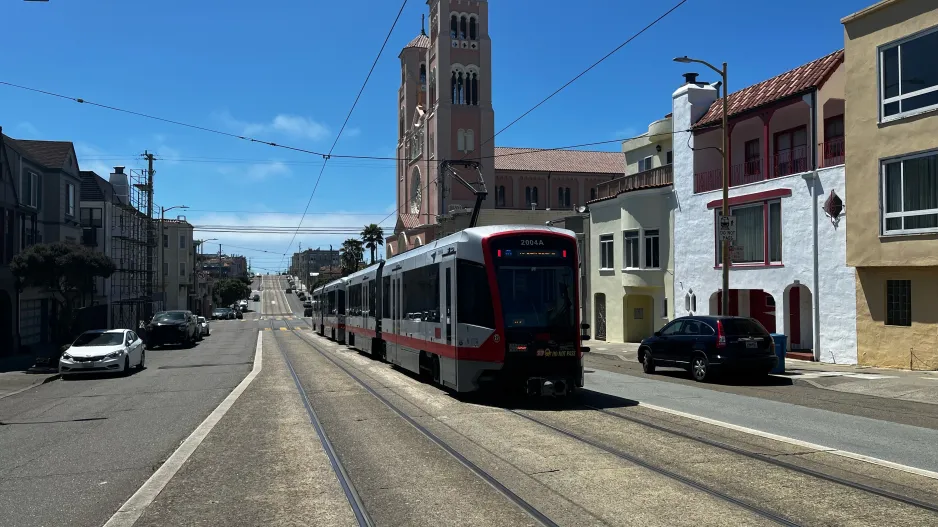 San Francisco Straßenbahnlinie N Judah mit Gelenkwagen 2004 am Judah & 12th (2024)