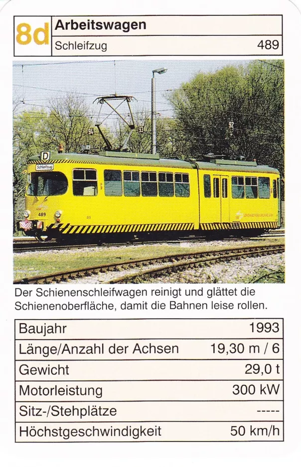 Spielkarte: Karlsruhe Arbeitswagen 489 Arbeitswagen Schleizug (2002)