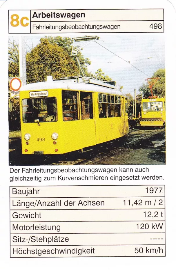 Spielkarte: Karlsruhe Arbeitswagen 498 (2002)