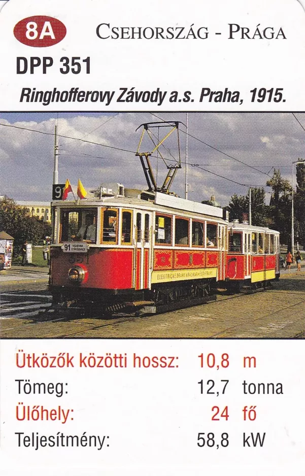 Spielkarte: Prag 41 mit Triebwagen 351 (2014)