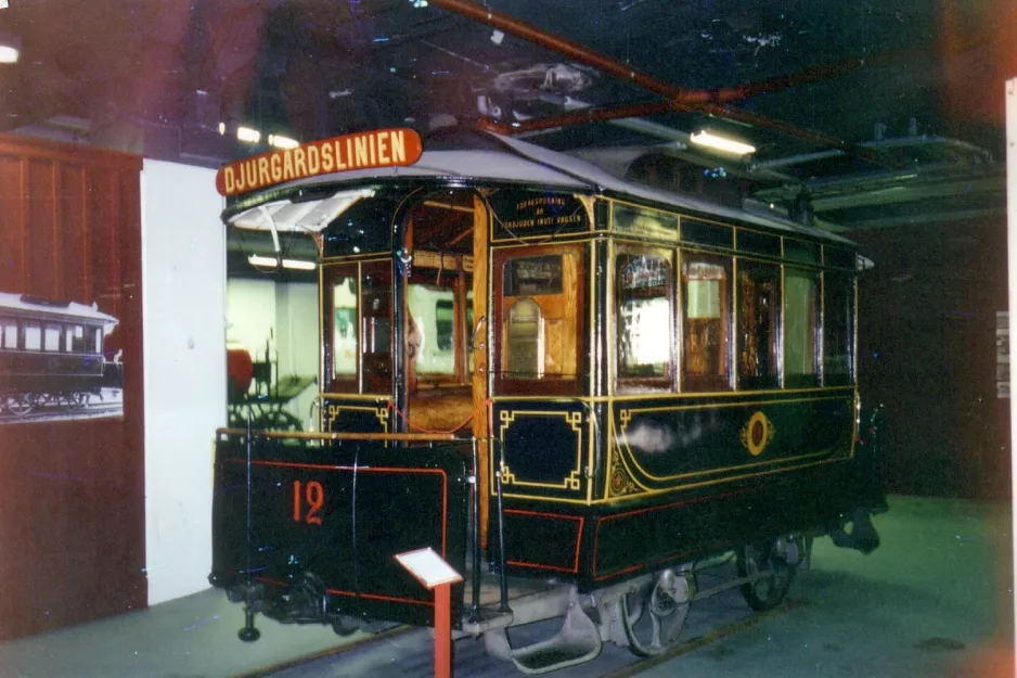 Stockholm Pferdestraßenbahnwagen 12 auf Tegelviksgatan 22 (1992)