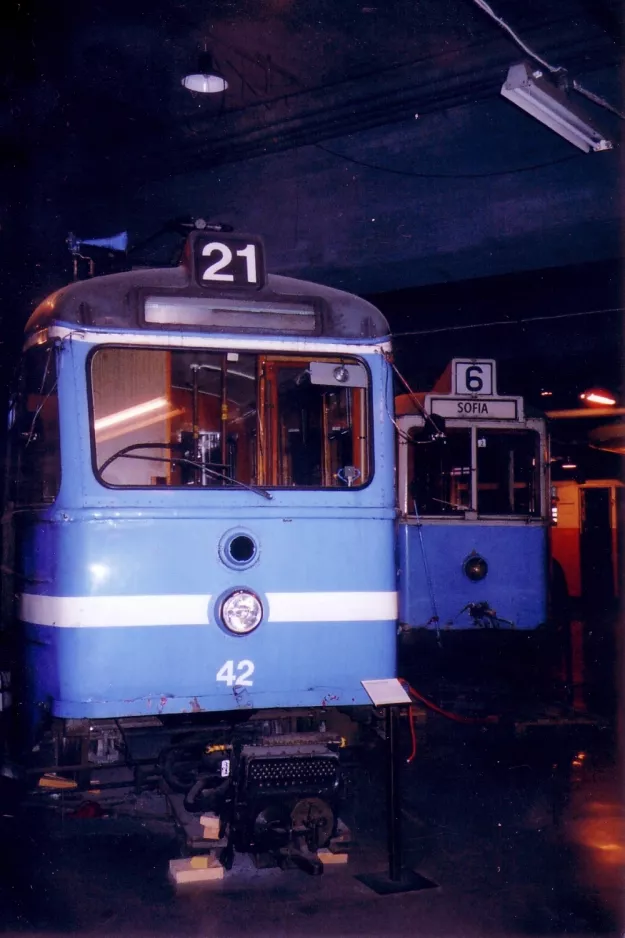 Stockholm Triebwagen 42 auf Spårvägsmuseet, Tegelviksgatan (2005)