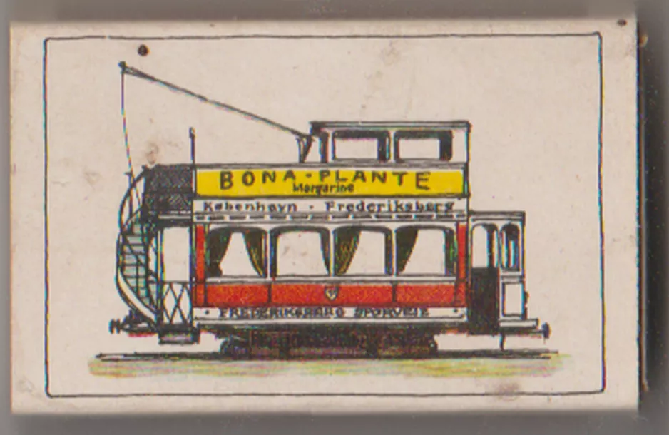 Streichholzschachtel: Toetagers motorvogn fra Frederiksberg Sporveje omkring 1916
 (1978)