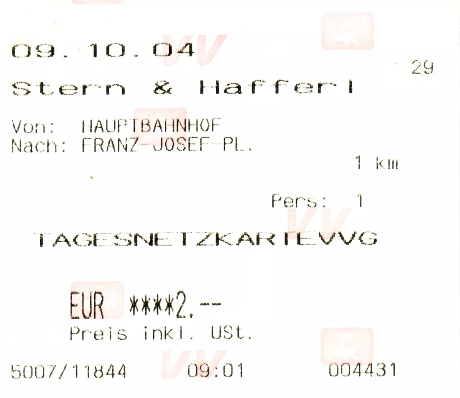 Tageskarte für Verein Pro Gmundner Straßenbahn (2004)